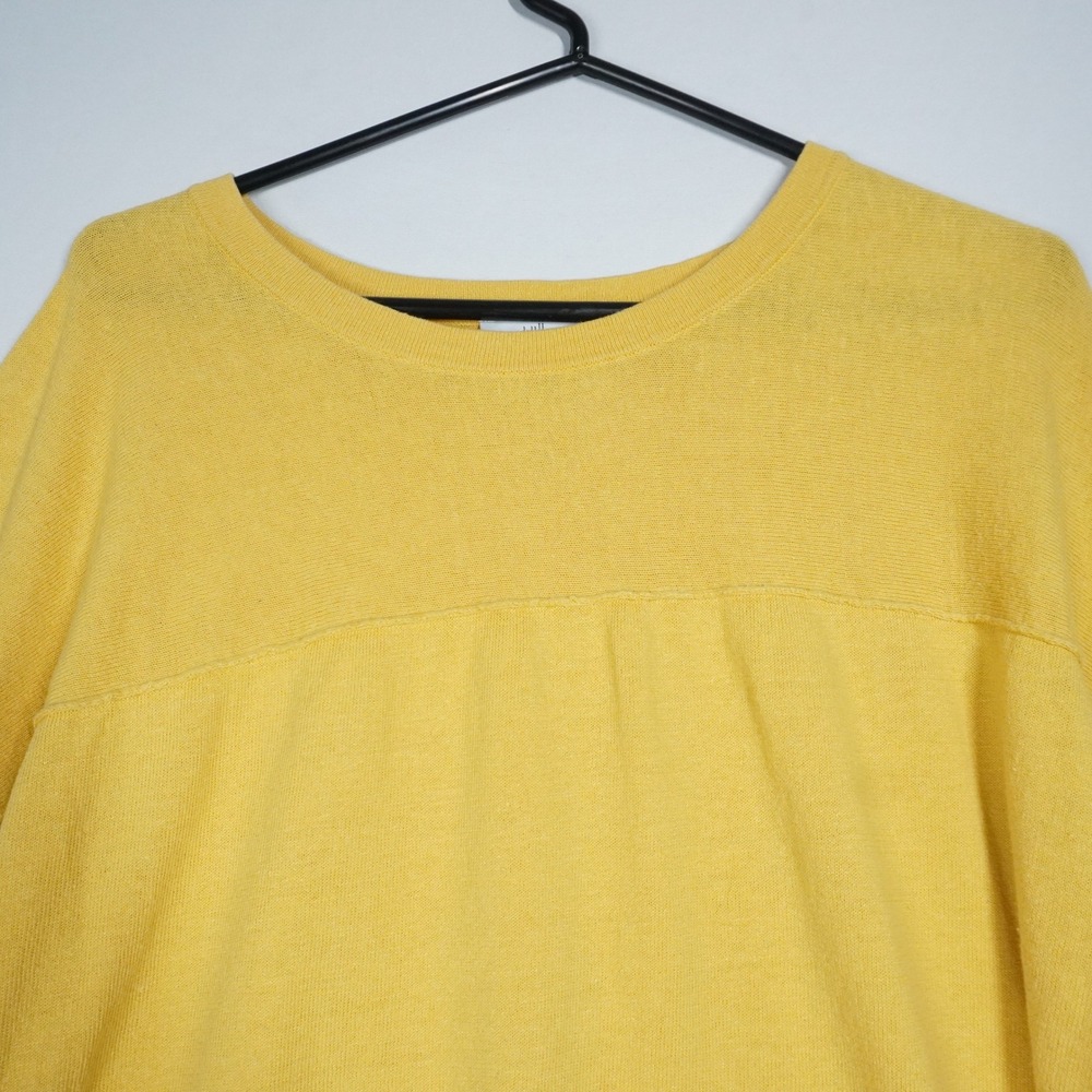 J. Jill Womens Yellow Linen Blend Relaxed 3/4 Sleeve Knit Sweater Large Coastal - Picture 2 of 9
